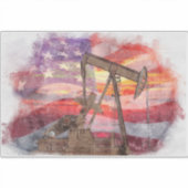 Sticker Pumpjack silhouette pastille Drapeau américain (Devant)