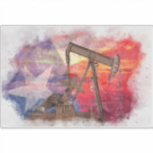 Sticker Pumpjack Texan icône dessin pastel avec Texas Flag (Devant)