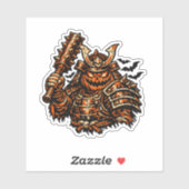Sticker Pumpkin Shogun — Halloween Samurai Warrior Vintage (Feuille)