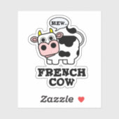 Sticker Pun animal amusant de vache française (Feuille)