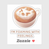 Sticker Pun café : Iron T qui mousse avec des sentiments A (Feuille)