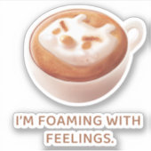 Sticker Pun café : Iron T qui mousse avec des sentiments A (Devant)
