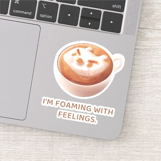 Sticker Pun café : Iron T qui mousse avec des sentiments A (Détail)