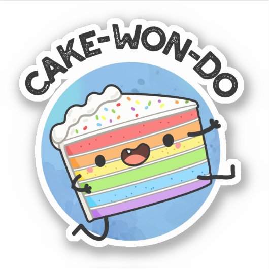 Sticker Pun de gâteau à faire amusant Taekwondo (Devant)