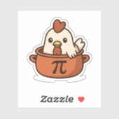 Sticker Pun de maths sur une poule mignonne dans un pot Pi (Feuille)