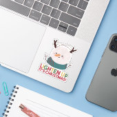 Sticker Pun de neige de Noël : Éclairage C'est Noël (Ordinateur portable avec iPhone)