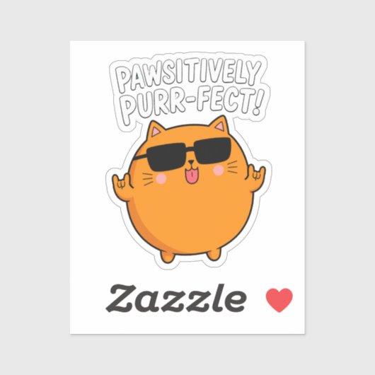Sticker Pun de rockeur de chat orange absolument parfait (Feuille)