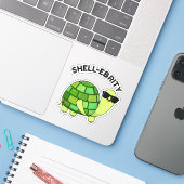 Sticker Pun de tortue de la célébrité de Shell (Ordinateur portable avec iPhone)