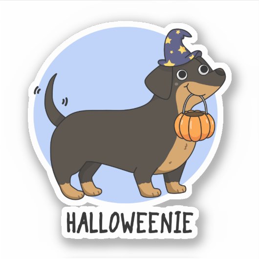 Sticker Pun Halloween Chien Saucisse Drôle (Devant)