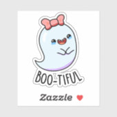 Sticker Pun Halloween Fantôme Féminin Drôle Bootiful (Feuille)