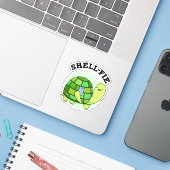 Sticker Pun Selfie Tortoise Funny à Shell-fie (Ordinateur portable avec iPhone)