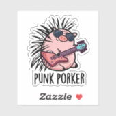 Sticker Punk Porker Funny Punk Rocker Pig Pun (Feuille)