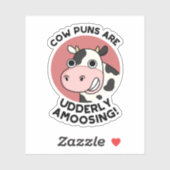 Sticker Puns de vache Udderly Amoosing Funky Animal Pun (Feuille)