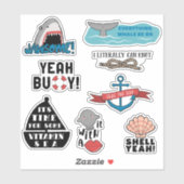 Sticker Puns Nautiques mignons (Feuille)