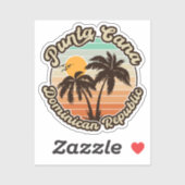 Sticker Punta Cana Dominicaine Palm Tree Retro Sunset 80s (Feuille)