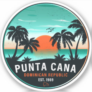 Sticker Punta Cana Dominicaine Retro Sunset Souvenir 80s