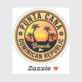 Sticker Punta Cana Dominican Palm Tree Beach Vintage (Feuille)