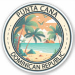 Sticker Punta Cana République Dominicaine Badge de case<br><div class="desc">Design vectoriel Punta Cana. La région de Bávaro et Punta Cana forment ce qu'on appelle la Costa del Coco,  ou Côte des cocotiers,  une zone de luxueux complexes tout compris.</div>