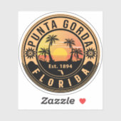 Sticker Punta Gorda Florida Retro Sunset Souvenirs (Feuille)