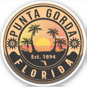 Sticker Punta Gorda Florida Retro Sunset Souvenirs