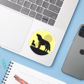 Sticker Pup Mother and Wolf (Ordinateur portable avec iPhone)