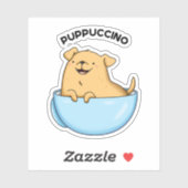 Sticker Pup-puccino Funny Cappuccino Pun (Feuille)