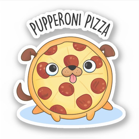 Sticker Pupperoni Pizza Funny Pizza Pun (Devant)