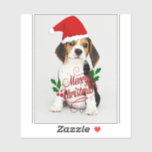 Sticker Puppy de Christmas<br><div class="desc">Adorable chiot beagle prêt pour Noël,  portant son chapeau de santa rouge. Joyeux Noël!</div>