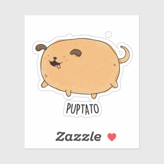 Sticker Puptato Funny Puppy Potato Pun (Feuille)