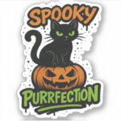 Sticker Purfection éffrayante - Chat noir mignon sur Hal C (Devant)