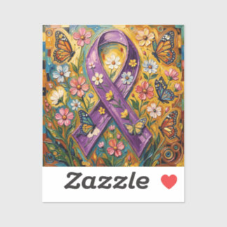 Sticker Purple Awareness Ribbon Fibro