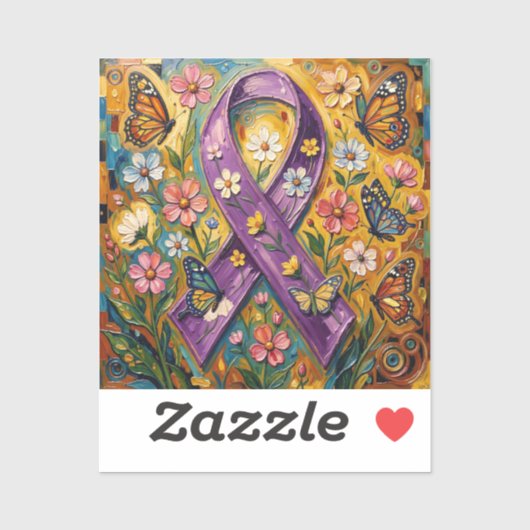 Sticker Purple Awareness Ribbon Fibro (Feuille)