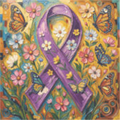 Sticker Purple Awareness Ribbon Fibro (Recto)