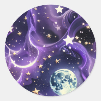 Sticker - Purple Celestial Moon Phases Design