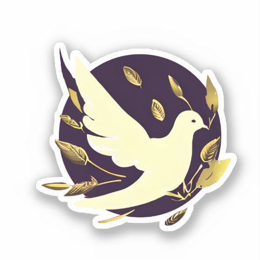 Sticker Purple et Gold Peace Dove (Recto)