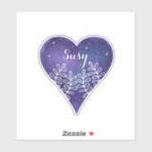 Sticker Purple Galaxy Heart Nom personnalisé (Feuille)