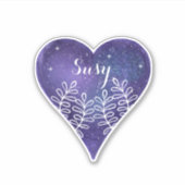 Sticker Purple Galaxy Heart Nom personnalisé (Devant)