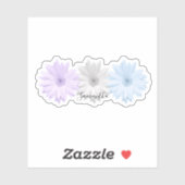 Sticker Purple Grey Blue Daisy Flowers Nom (Feuille)