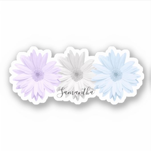 Sticker Purple Grey Blue Daisy Flowers Nom (Devant)