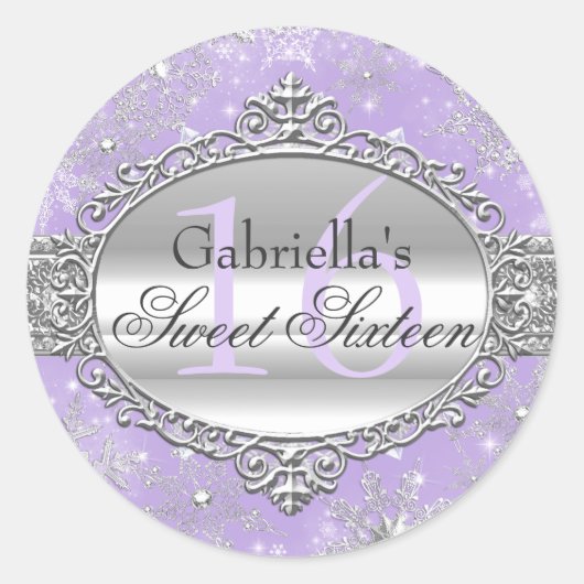 Sticker Purple Snowflake Winter Wonderland Sweet16 (Devant)