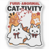 Sticker Purr-anormal Cat Cat mignonne Halloween Conception (Devant)