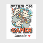 Sticker Purr On Gamer - Conception De Jeu De Chat Cute (Feuille)