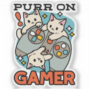 Sticker Purr On Gamer - Conception De Jeu De Chat Cute