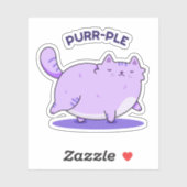 Sticker Purr-ple Funny Fat Kitty Chat Pun (Feuille)