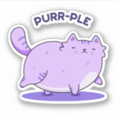 Sticker Purr-ple Funny Fat Kitty Chat Pun (Devant)