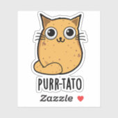 Sticker Purr-tato Funny Chat Pun de pomme de terre (Feuille)