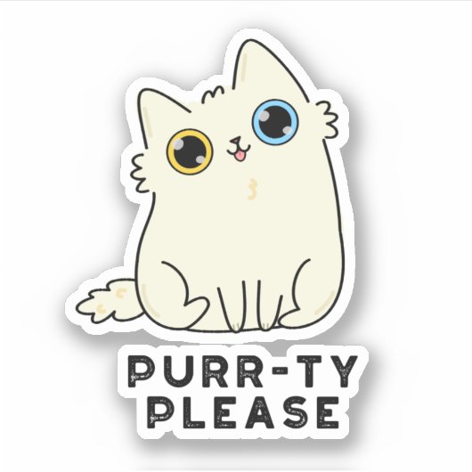Sticker Purr ty S'Il Vous Plaît Funny Kitty Chat Pun (Devant)