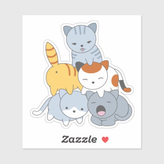 Sticker Pyramide des chats - Groupe de chats (Feuille)