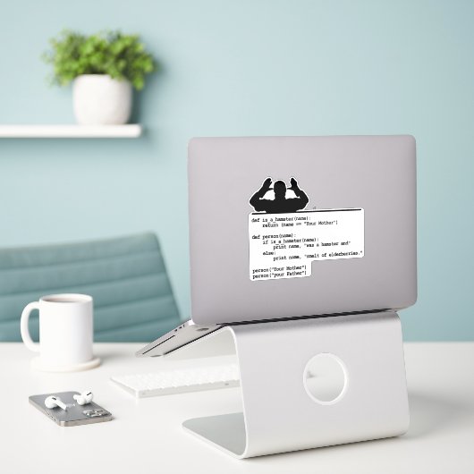 Sticker Python Code-Votre mère était un hamster (Ordinateur portable sur le bureau)