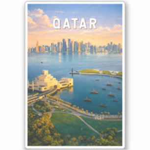 Sticker Qatar Illustration Voyage Art Rétro
